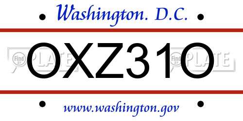 OXZ31O District Of Columbia License Plate