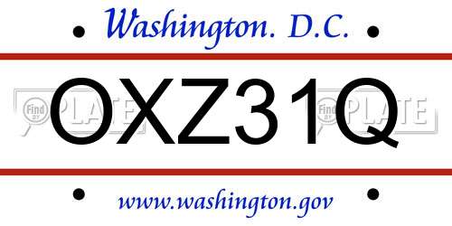 OXZ31Q District Of Columbia License Plate