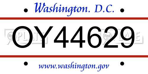OY44629 District Of Columbia License Plate