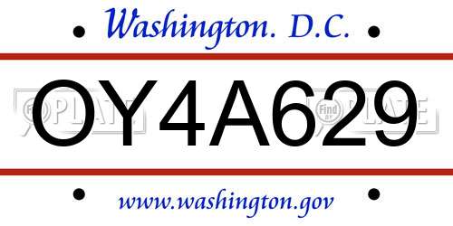 OY4A629 District Of Columbia License Plate
