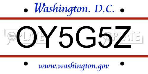OY5G5Z District Of Columbia License Plate