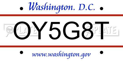 OY5G8T District Of Columbia License Plate