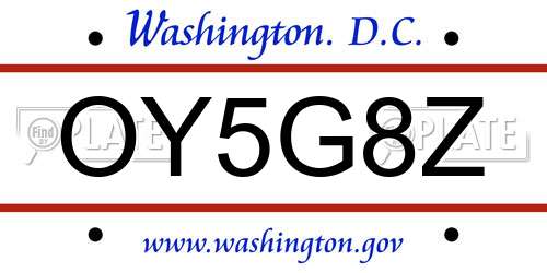 OY5G8Z District Of Columbia License Plate
