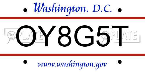 OY8G5T District Of Columbia License Plate