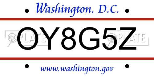 OY8G5Z District Of Columbia License Plate