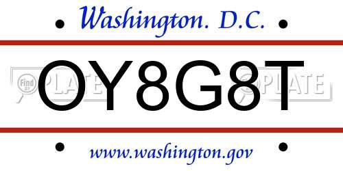 OY8G8T District Of Columbia License Plate
