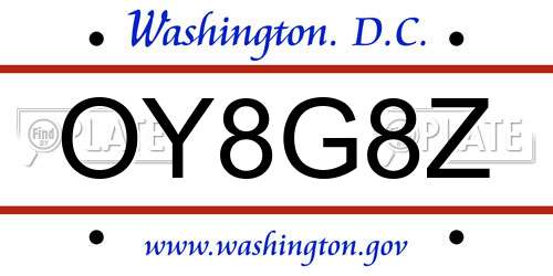 OY8G8Z District Of Columbia License Plate