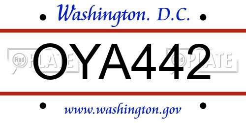 OYA442 District Of Columbia License Plate