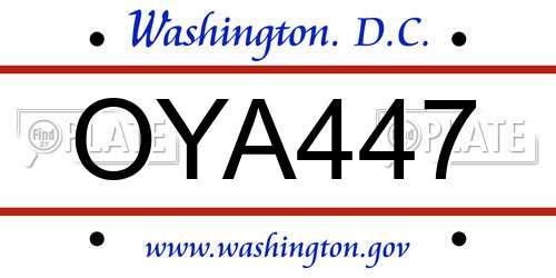 OYA447 District Of Columbia License Plate