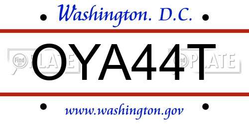 OYA44T District Of Columbia License Plate