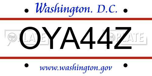 OYA44Z District Of Columbia License Plate