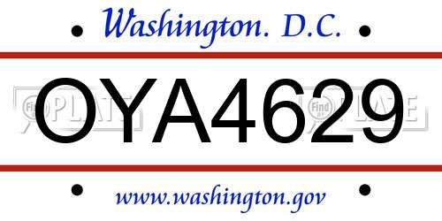 OYA4629 District Of Columbia License Plate