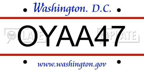 OYAA47 District Of Columbia License Plate