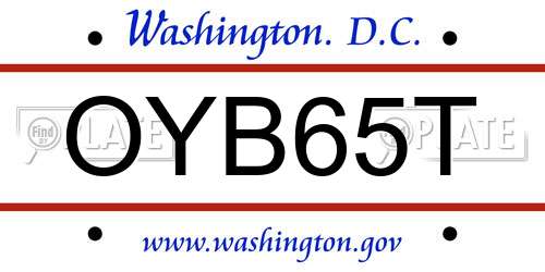 OYB65T District Of Columbia License Plate