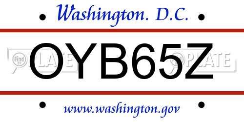 OYB65Z District Of Columbia License Plate