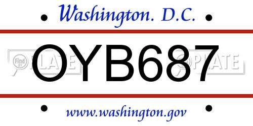 OYB687 District Of Columbia License Plate