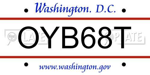 OYB68T District Of Columbia License Plate