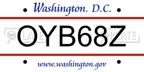 OYB68Z District Of Columbia License Plate