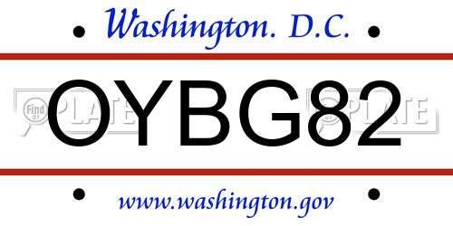 OYBG82 District Of Columbia License Plate