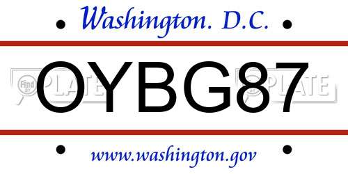 OYBG87 District Of Columbia License Plate