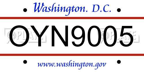 OYN9005 District Of Columbia License Plate