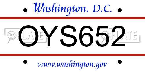 OYS652 District Of Columbia License Plate