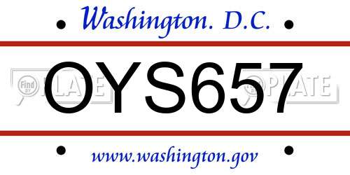 OYS657 District Of Columbia License Plate