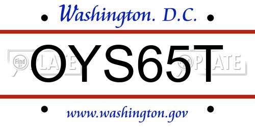 OYS65T District Of Columbia License Plate