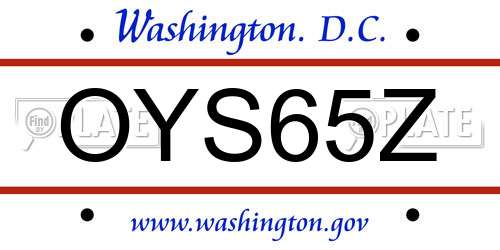 OYS65Z District Of Columbia License Plate