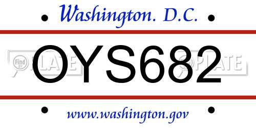 OYS682 District Of Columbia License Plate