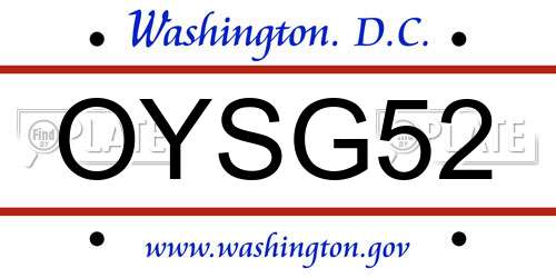 OYSG52 District Of Columbia License Plate