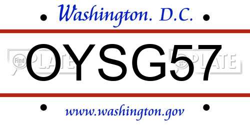 OYSG57 District Of Columbia License Plate