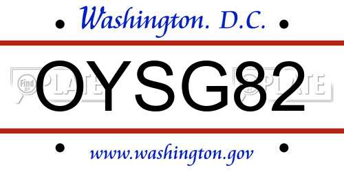 OYSG82 District Of Columbia License Plate