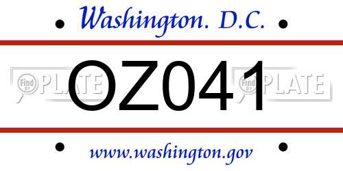 OZ041 District Of Columbia License Plate