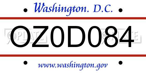 OZ0D084 District Of Columbia License Plate