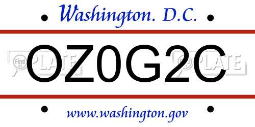 OZ0G2C District Of Columbia License Plate