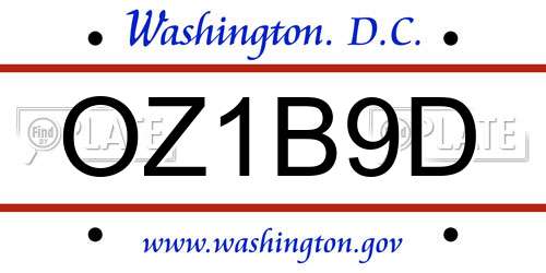 OZ1B9D District Of Columbia License Plate
