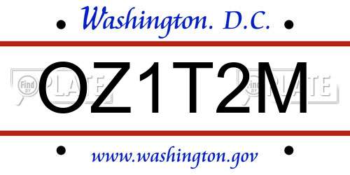 OZ1T2M District Of Columbia License Plate