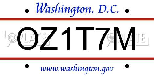 OZ1T7M District Of Columbia License Plate