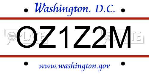 OZ1Z2M District Of Columbia License Plate