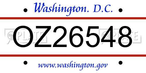 OZ26548 District Of Columbia License Plate