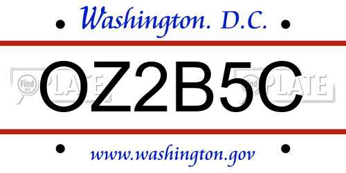 OZ2B5C District Of Columbia License Plate