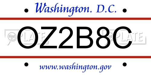 OZ2B8C District Of Columbia License Plate