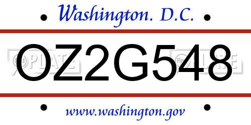 OZ2G548 District Of Columbia License Plate