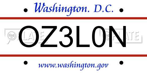 OZ3L0N District Of Columbia License Plate