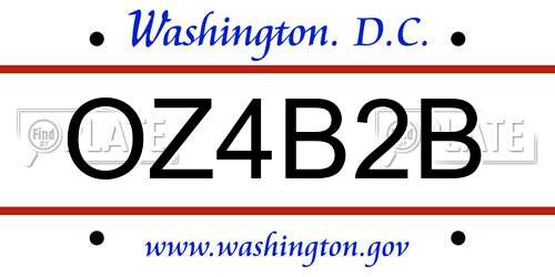 OZ4B2B District Of Columbia License Plate