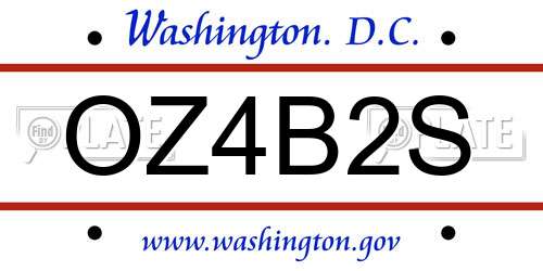OZ4B2S District Of Columbia License Plate
