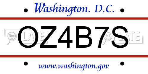 OZ4B7S District Of Columbia License Plate