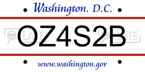 OZ4S2B District Of Columbia License Plate