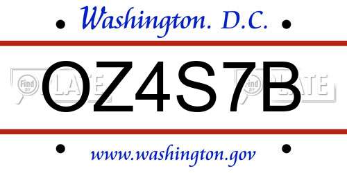 OZ4S7B District Of Columbia License Plate